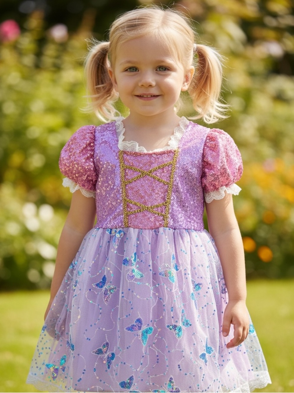Girls Lavender & Pink Sequin Butterfly Costume Dress aprox sz 5